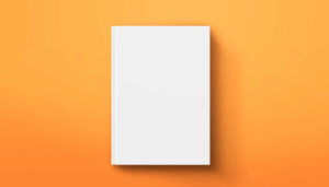 Buch-Icon auf orangem Hintergrund – Symbol für persönliche & günstige Abizeitungen